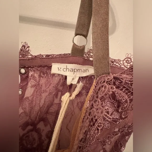 V. Chapman Peony Dress Mini Ruffle Corset Edelberry Pink Purple - Picture 4 of 7